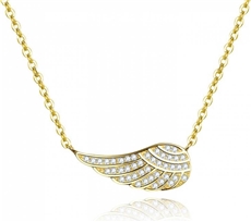 Dámský stříbrný pozlacený náhrdelník s andělským křídlem STNAH125F
