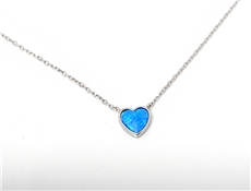 Dámský stříbrný opálový náhrdelník srdce STNAH0135F