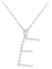 Dámský stříbrný perlový náhrdelník s písmenem E JMAS710ESN45