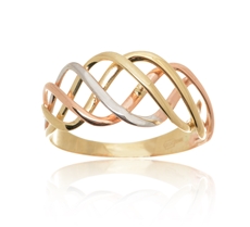 Dámský splétaný prsten ze žlutého zlata PR0582F + DÁREK ZDARMA