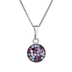 Stříbrný náhrdelník se Swarovski krystaly kulatý fialový 32086.3 magic violet