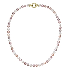 Perlový náhrdelník z pravých říčních perel mix barev 22004.3 Au plating