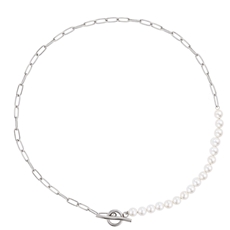 Perličkový náhrdelník z chirurgické oceli ONHR0028F