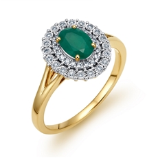 Zlatý prsten se smaragdem a diamanty L'amour Diamonds RR537EMY + dárek zdarma
