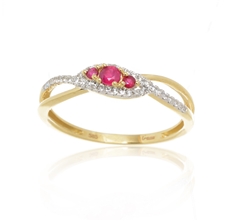 Zlatý prsten s rubíny a diamanty L'amour Diamonds CR7082RBY + dárek zdarma