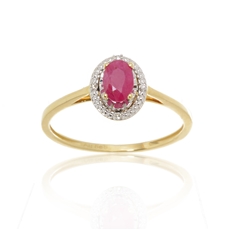 Zlatý prsten s rubínem a diamanty L'amour Diamonds NR296RBY + dárek zdarma