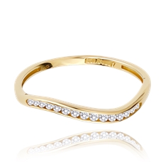 Dámský prsten ze žlutého zlata se zirkony PR0591F + DÁREK ZDARMA