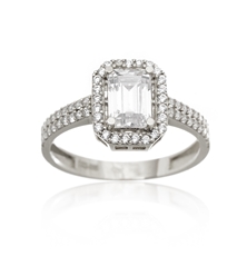 Luxusní dámský prsten z bílého zlata se zirkony PR0594F + DÁREK ZDARMA