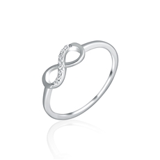 Stříbrný prsten nekonečno s čirými zirkony STRP0501F
