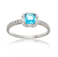 Stříbrný prsten s modrým zirkonem STRP0504F