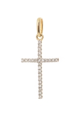 Zlatý přívěšek křížek s diamanty L'amour Diamonds CP5171 + dárek zdarma
