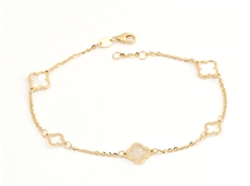 Dámský zlatý náramek s perleťovými čtyřlístky ZLNA1249F + Dárek zdarma