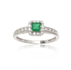 Prsten z bílého zlata se smaragdem a diamanty BP0099 + dárek zdarma