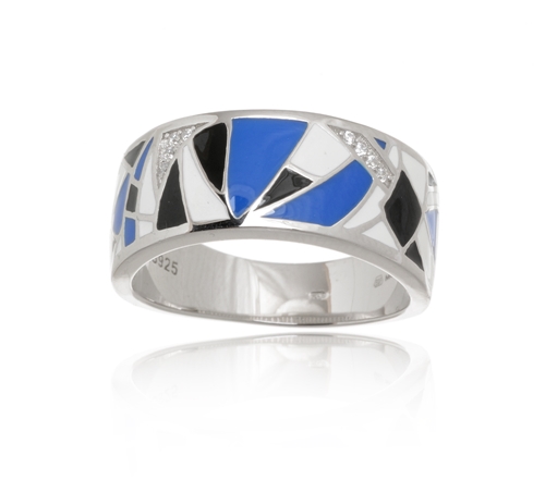 Levně Luxusní stříbrný prsten zdobený smaltem STRP0512F + dárek zdarma