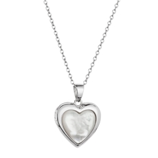 Stříbrný náhrdelník perleťové srdce 12075.1