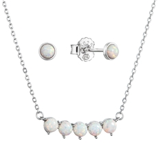 Sada šperků se syntetickými opály bílé kulaté 19035.1 white