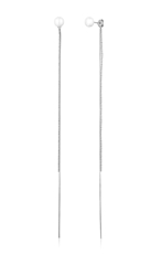 Stříbrné řetízkové naušnice s bílou perlou STNAU1587F