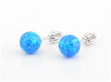 Stříbrné náušnice opálová kulička modrá STNAU1625F