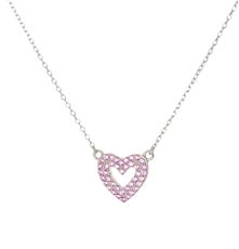 Dámský stříbrný náhrdelník srdce s růžovými zirkony STNAH182F