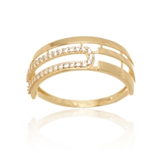 Moderní dámský zlatý prsten se zirkony PR0638F + DÁREK ZDARMA