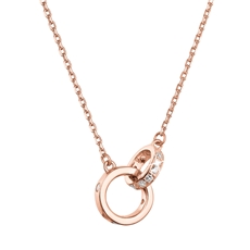 Pozlacený stříbrný ROSE náhrdelník kroužky se zirkony 12095.1 crystal