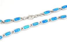 Dámský stříbrný náhrdelník s modrými opály STNAH198F + dárek zdarma
