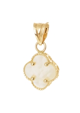 Zlatý přívěšek ze žlutého zlata čtyřlístek s bílou perletí ZZ1092F + dárek zdarma