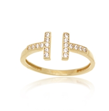 Dámský prsten ze žlutého zlata se zirkony PR0643F + DÁREK ZDARMA