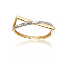 Moderní prsten ze žlutého zlata s čirými zirkony PR0651F + DÁREK ZDARMA