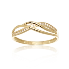 Dámský prsten ze žlutého zlata se zirkony PR0649F + DÁREK ZDARMA