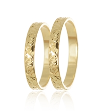 Snubní prsteny ze žlutého zlata ryté SNUB0135 + DÁREK ZDARMA