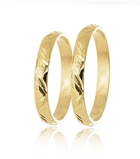 Snubní prsteny ze žlutého zlata půlkulaté ryté SNUB0137 + DÁREK ZDARMA