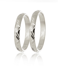 Snubní prsteny z bílého zlata půlkulaté ryté SNUB0137B + DÁREK ZDARMA