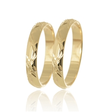 Snubní prsteny ze žlutého zlata půlkulaté ryté SNUB0138 + DÁREK ZDARMA