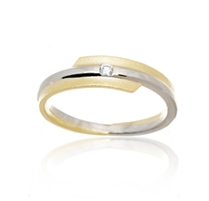 Prsten ze žlutého a bílého zlata s briliantem BP0104F + DÁREK ZDARMA
