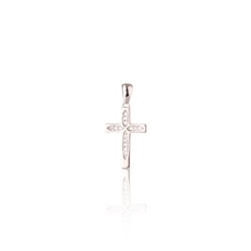 Stříbrný přívěšek křížek s čirými zirkony STRZ1034F