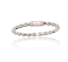 Dámský prsten z bílého zlata s růžovým zirkonem PR0671F + DÁREK ZDARMA