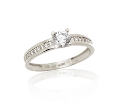 Dámský prsten z bílého zlata s čirými zirkony PR0676F + DÁREK ZDARMA