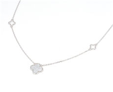 Dámský stříbrný náhrdelník čtyřlístek s perletí STNAH206F 