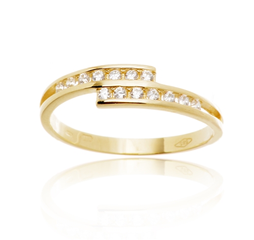 Dámský prsten ze žlutého zlata se zirkony PR0691F + DÁREK ZDARMA