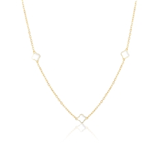 Stříbrný zlacený náhrdelník se čtyřlístky s perletí STNAH213F + dárek zdarma