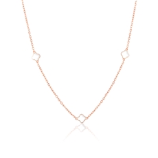 Stříbrný zlacený náhrdelník se čtyřlístky s perletí STNAH214F + dárek zdarma