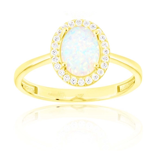 Dámský opálový prsten ze žlutého zlata PR0705F + DÁREK ZDARMA