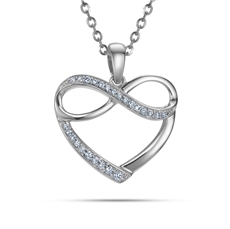 Přívěšek z bílého zlata srdíčko s nekonečnem s diamanty L'Amour Diamonds JP7013W + dárek zdarma