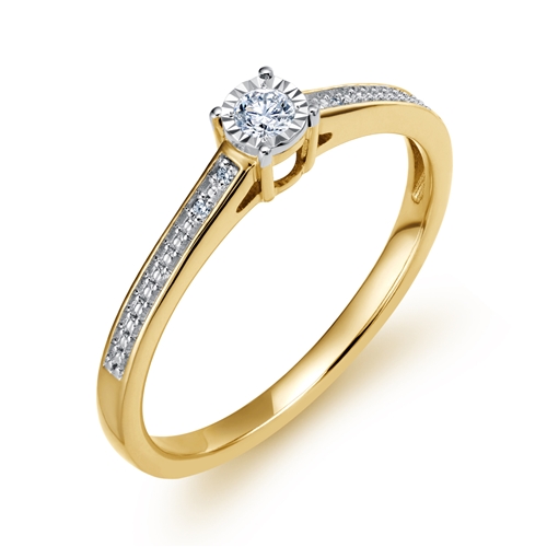 Zlatý zásnubní prsten s diamanty L'amour Diamonds CR8110Y + dárek zdarma