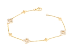 Luxusní zlatý diamantový náramek se čtyřlístky L'amour Diamonds RB3907Y + dárek zdarma