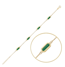 Dámský zlatý náramek s malachitem JMG0156GGB17 16-18 cm + Dárek zdarma