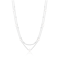Stříbrný perlový náhrdelník 45-50 cm SVLN0824SD2P145 + dárek zdarma