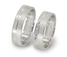 Snubní prsteny z bílého zlata 0114 + DÁREK ZDARMA