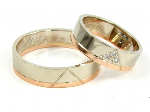 Snubní prsteny z bílého a červeného zlata 0029 + DÁREK ZDARMA